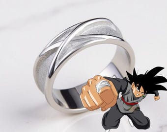 Anillo de metal hecho a mano inspirado en Black Goku – Joyería de anime Dragon Ball, banda de acero inoxidable, regalo geek para fans