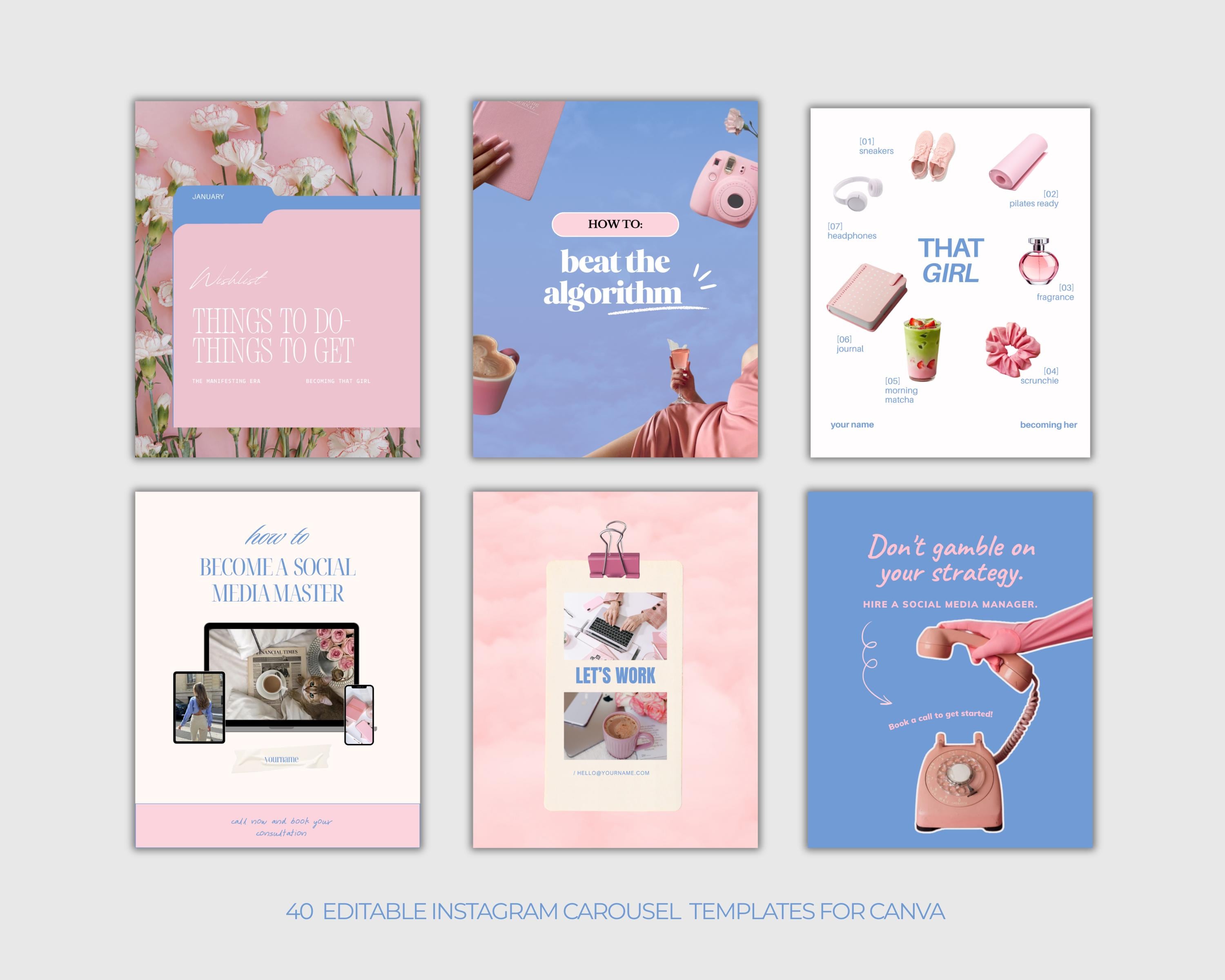 40 Instagram Carousel Templates for Social Media Managers | Editable ...