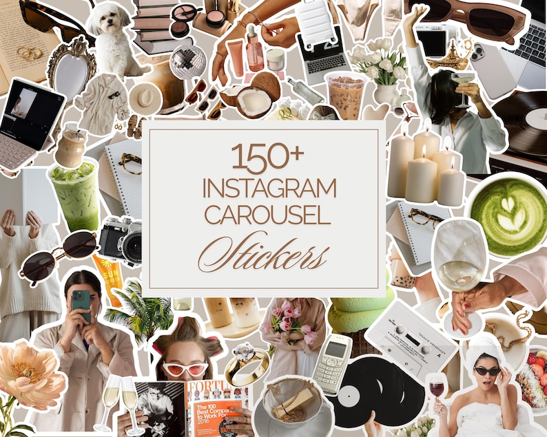 150+ Instagram Stickers | Canva Wellness Pack (PNG) image 1