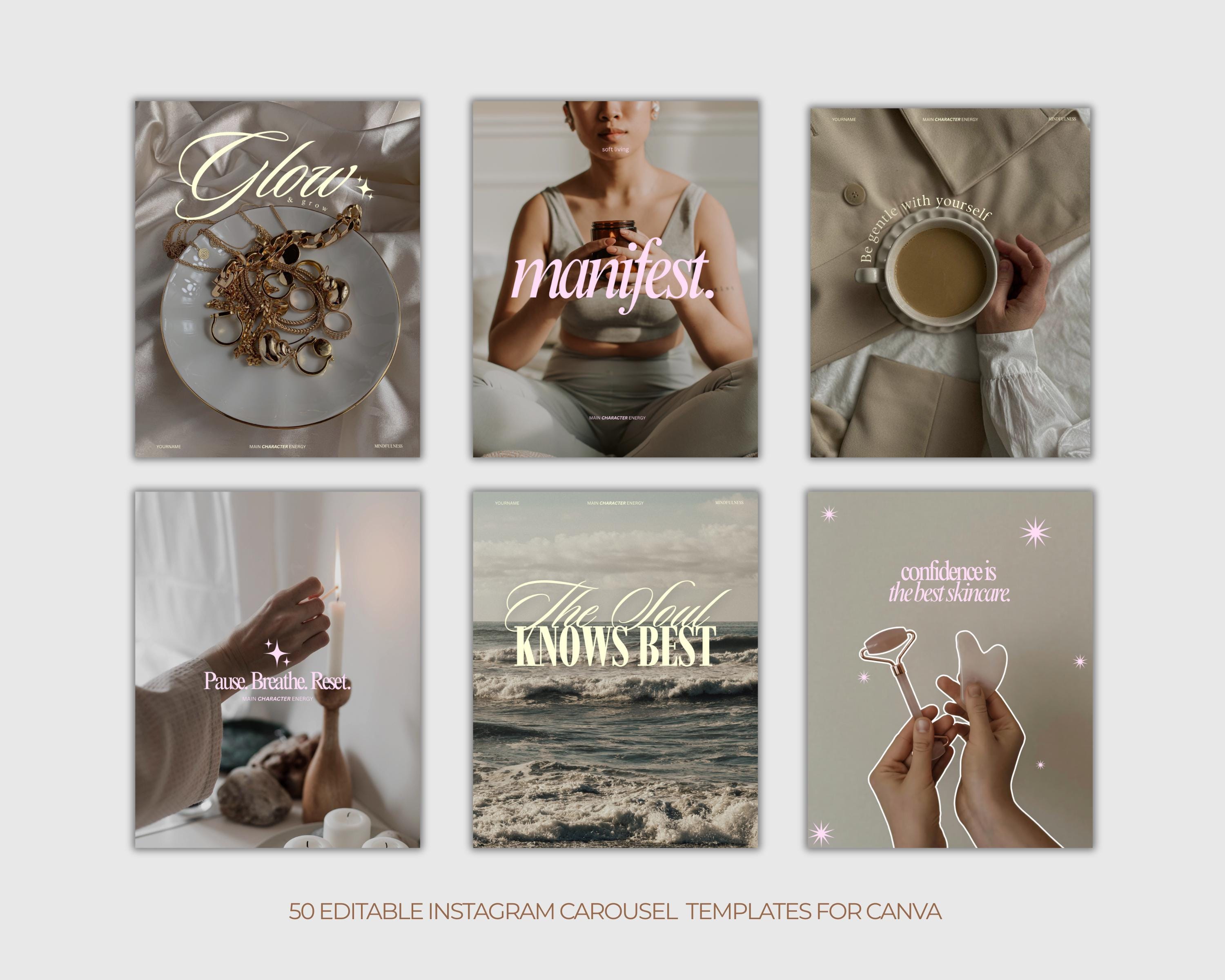 Wellness Instagram Carousel Templates | Canva Social Media Pack ...
