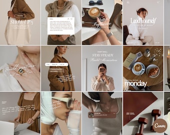 Plantillas marrones de Instagram / Paquete de creación de contenido de Canva (descarga digital)