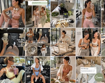 Plantillas de Instagram para fitness, entrenador personal, asesor nutricional, pilates (descarga en Canva)