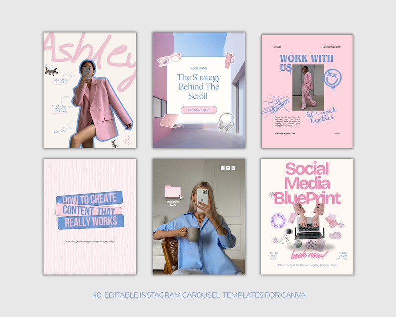 40 Instagram Carousel Templates for Social Media Managers | Editable ...
