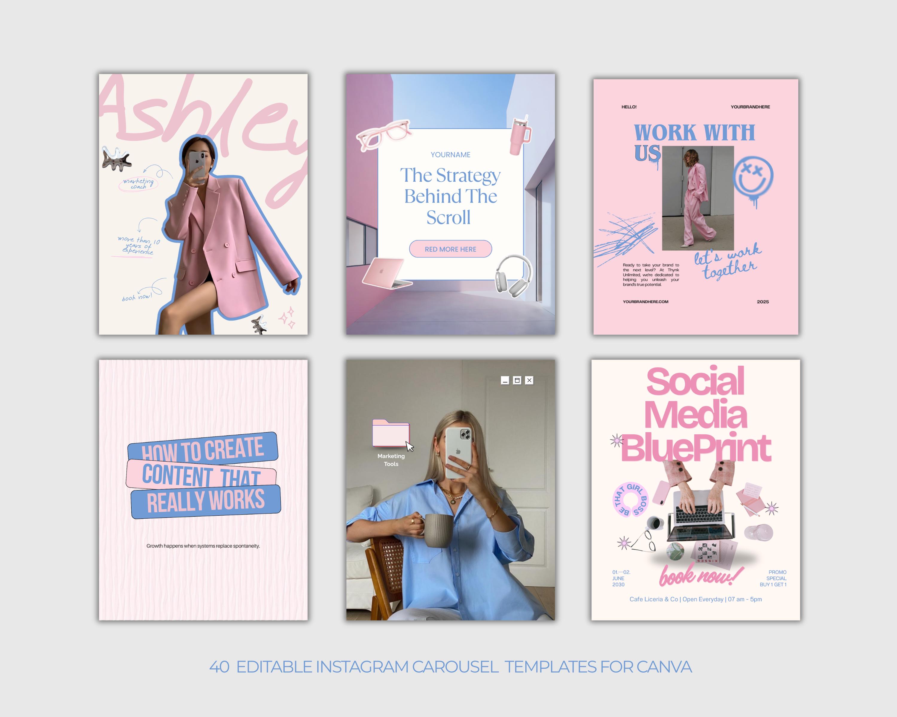 40 Instagram Carousel Templates for Social Media Managers | Editable ...