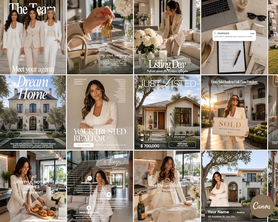Luxury Realtor Instagram Templates | Real Estate Social Media Canva Posts