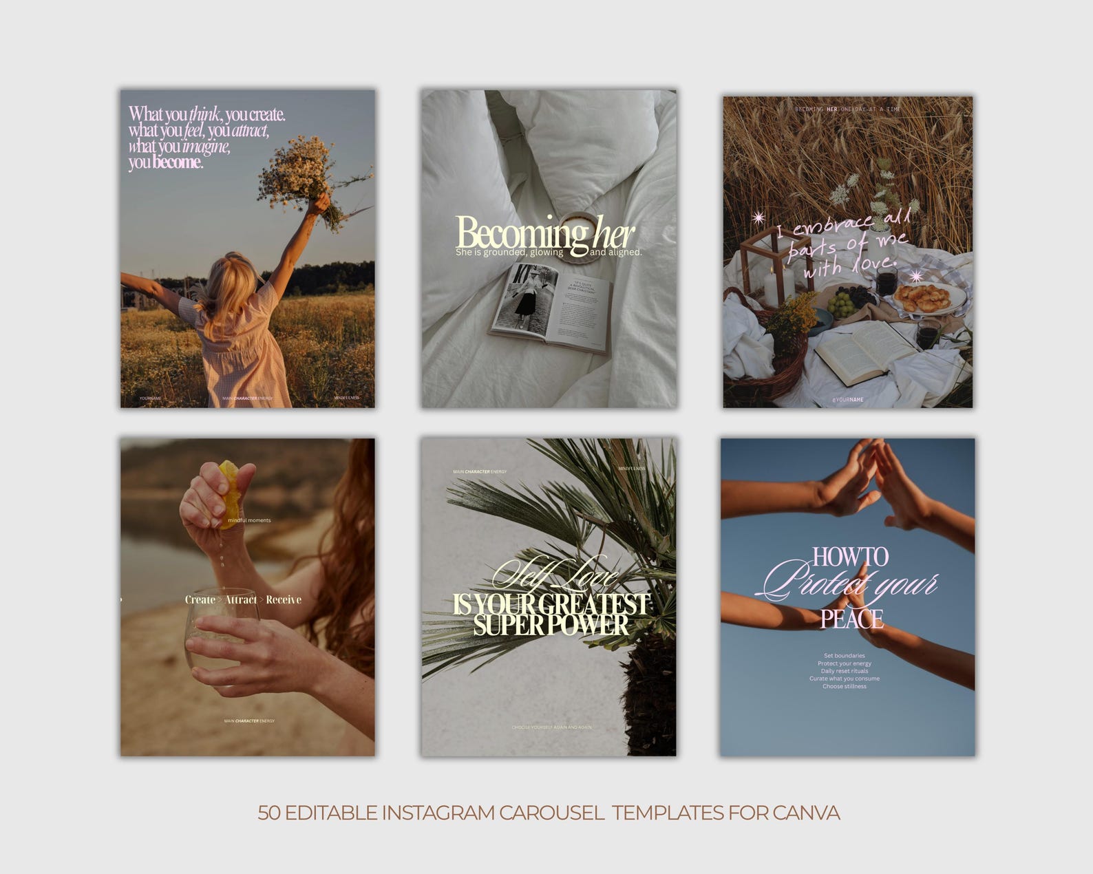 Wellness Instagram Carousel Templates | Canva Social Media Pack ...