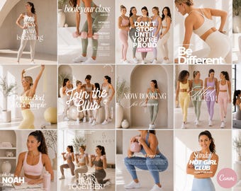 Plantillas de Instagram para fitness, entrenador personal, asesor nutricional, pilates (descarga en Canva)