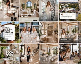 Plantillas de Instagram para agentes inmobiliarios de lujo / Publicaciones de Canva para redes sociales inmobiliarias