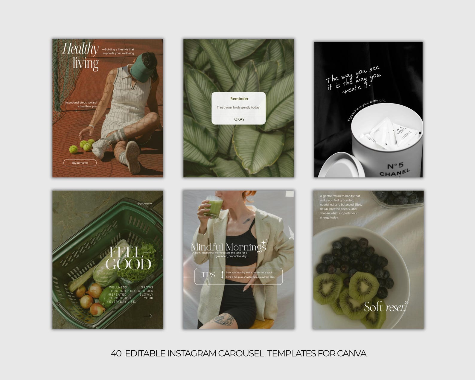 Wellness Instagram Carousel Templates | Canva Social Media Pack ...
