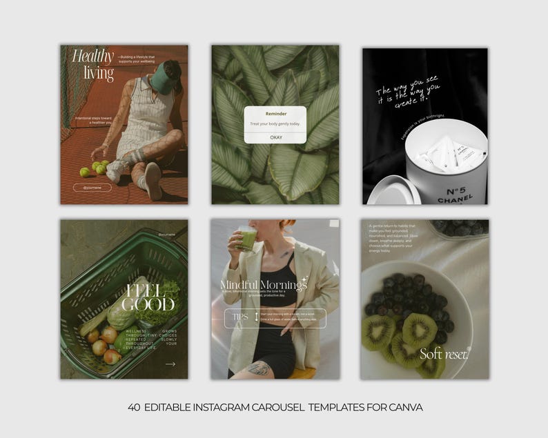 Wellness Instagram Carousel Templates | Canva Social Media Pack ...