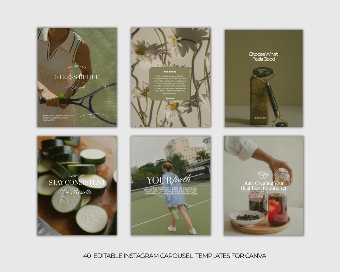 Wellness Instagram Carousel Templates | Canva Social Media Pack ...