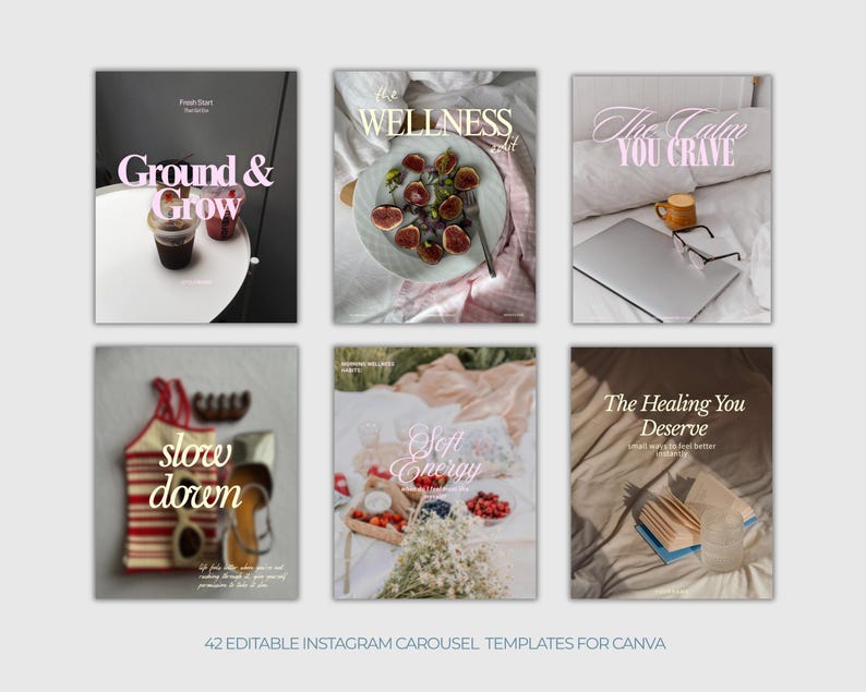 40+ Wellness Instagram Carousel Templates | Canva Social Media Pack ...