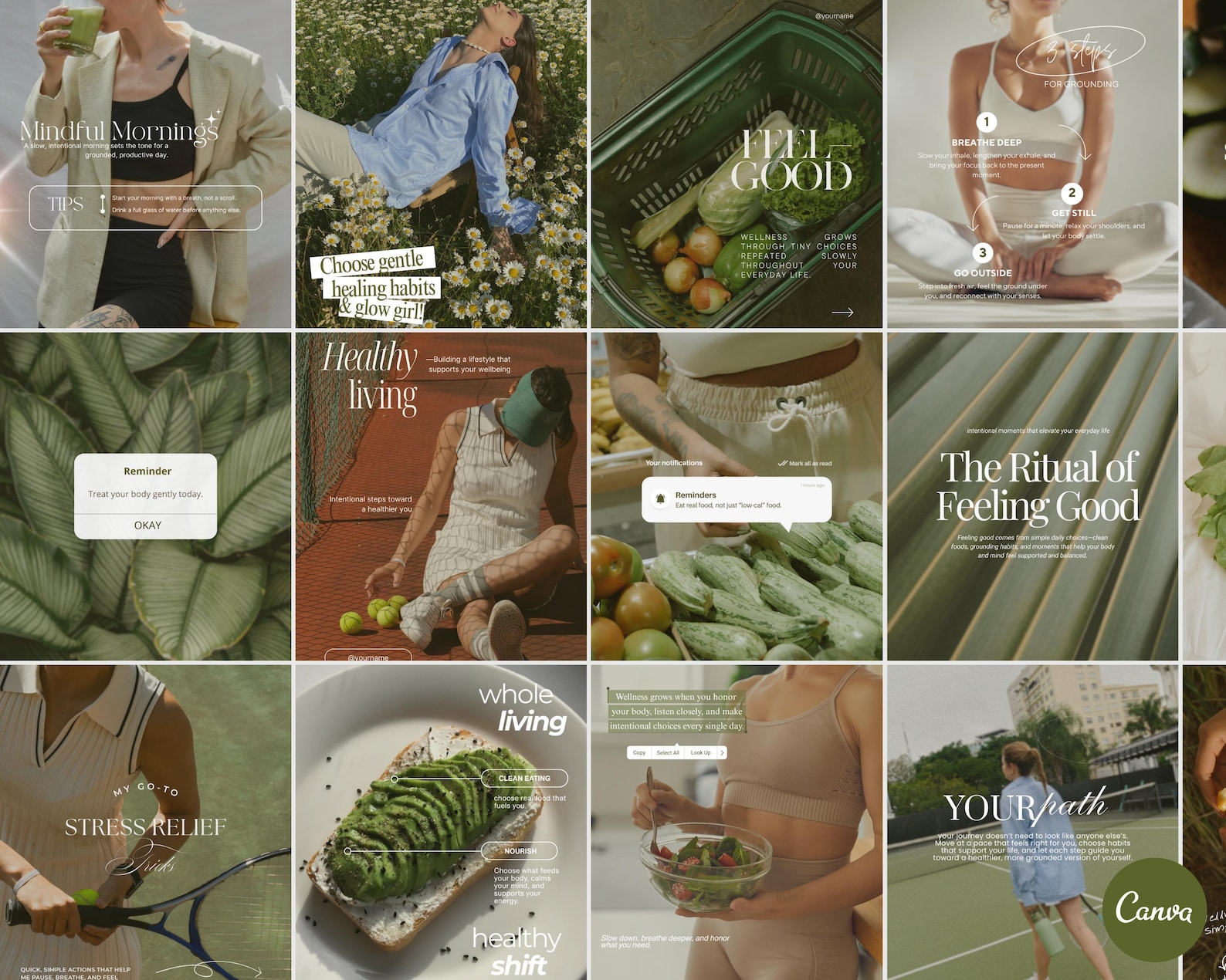 Wellness Instagram Carousel Templates | Canva Social Media Pack ...