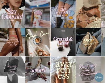 Más de 40 plantillas de carrusel para Instagram sobre bienestar / Paquete de contenido para redes sociales de Canva (descarga digital)