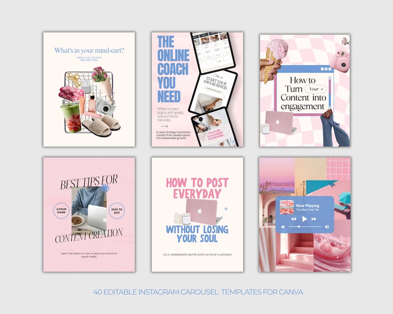 40 Instagram Carousel Templates for Social Media Managers | Editable ...