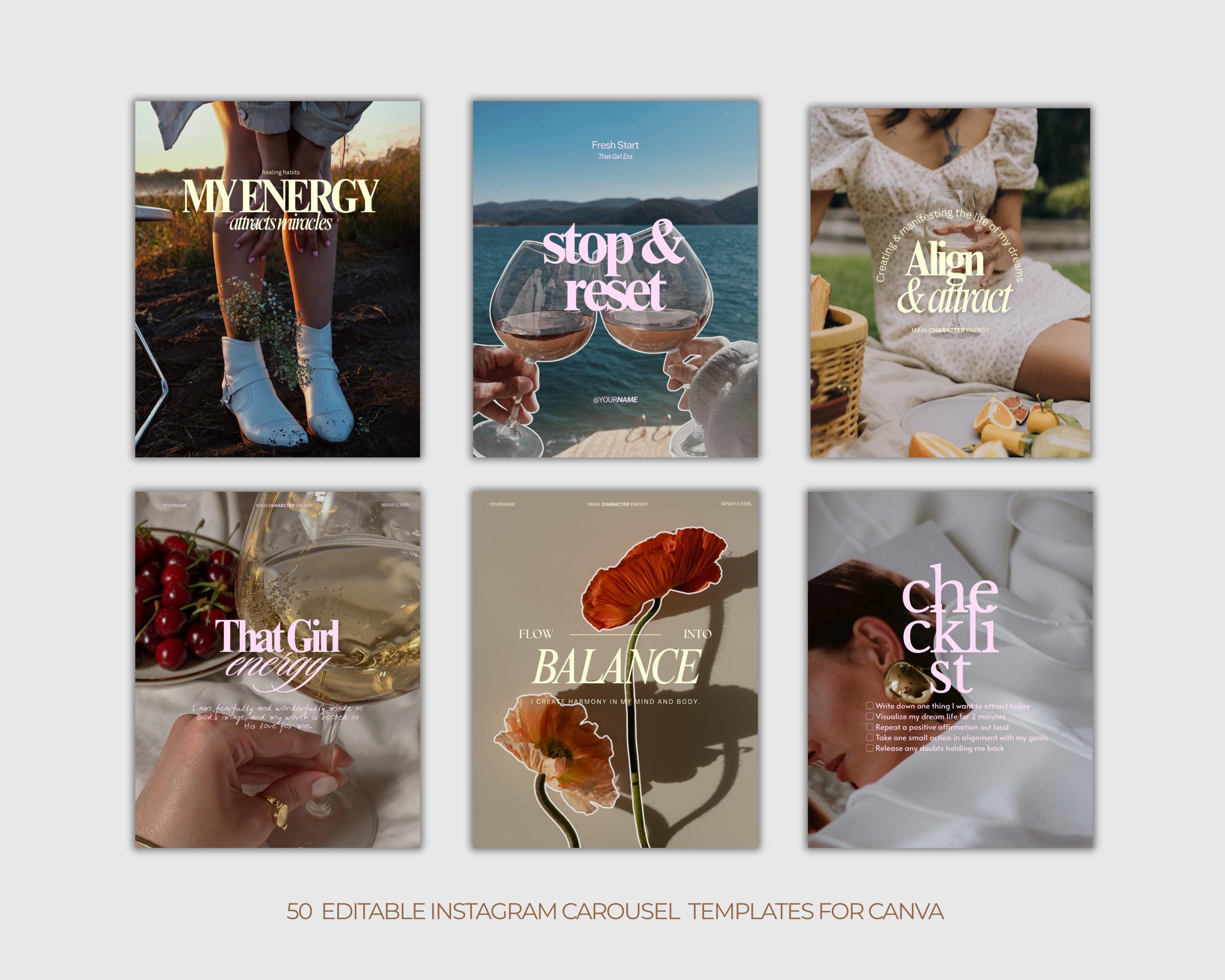 Wellness Instagram Carousel Templates | Canva Social Media Pack ...