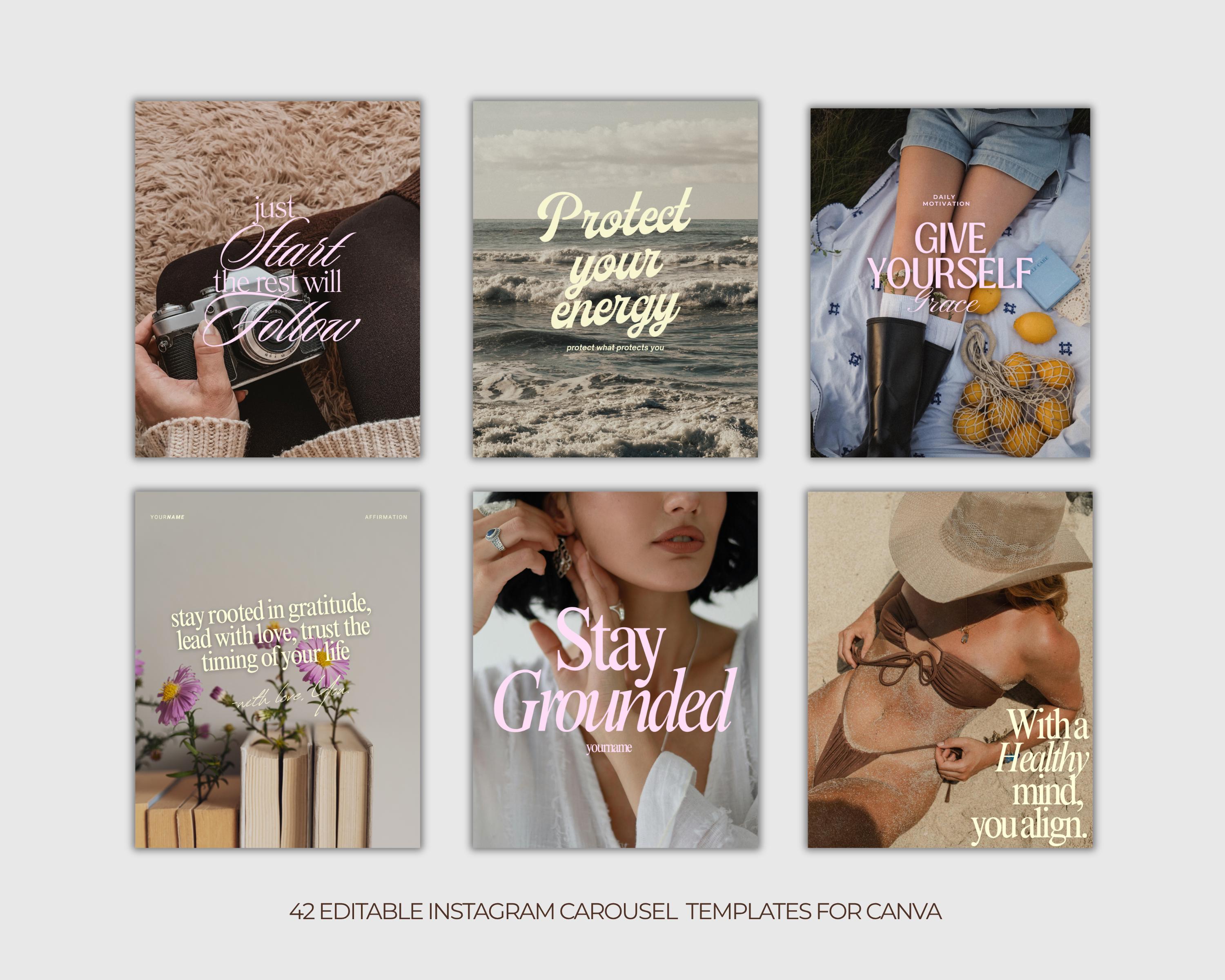 40+ Wellness Instagram Carousel Templates | Canva Social Media Pack ...
