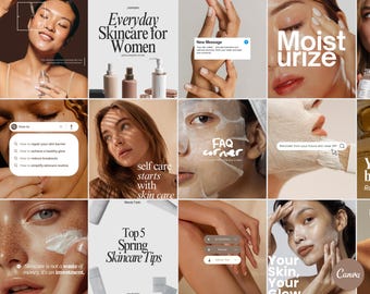 Skincare Instagram Carousel Templates | Beauty Content Canva Kit (Digital Download)