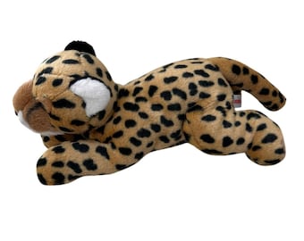 Peluche de guepardo Aurora, animal de peluche de 38 cm, color marrón claro con manchas negras, gato de la jungla, juguete de apego para niños.