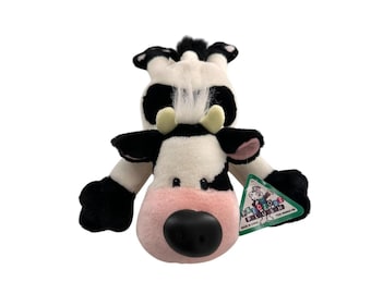 Prezioso peluche a forma di mucca, 40 cm, nero, bianco, rosa, con naso, giocattolo da fattoria
