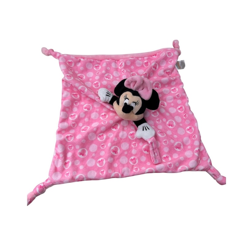 Disney Baby Minnie Mouse Lovey Security Blanket Pink Polka Dot Plush Kids Toy image 1