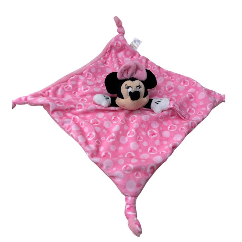 Disney Baby Minnie Mouse Lovey Security Blanket Pink Polka Dot Plush Kids Toy image 2