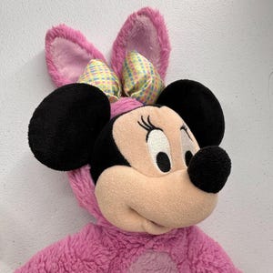 Zestaw pluszowych miseczek Disney Minnie i Mickey Mouse na Wielkanoc 20 cali Wiosenny króliczek w kratę pastelową zdjęcie 13
