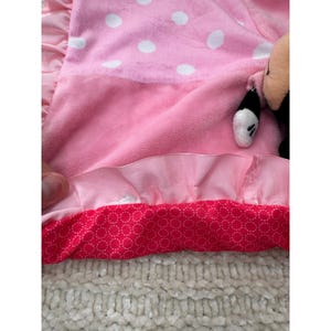 Disney Minnie Mouse Plush Lovey Security Blanket Pink Polka Dot Satin Trim 14in image 7