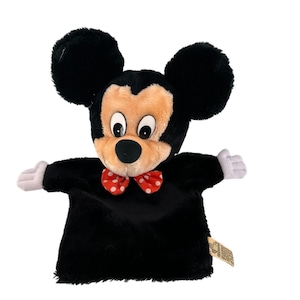 Vtg Applause Mickey Mouse Hand Puppet Red Polka Dot Bowtie 1980s Plush Read image 1
