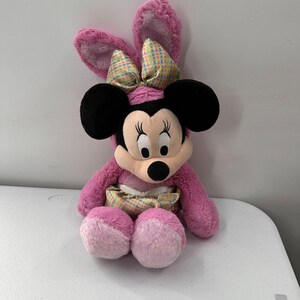 Zestaw pluszowych miseczek Disney Minnie i Mickey Mouse na Wielkanoc 20 cali Wiosenny króliczek w kratę pastelową zdjęcie 8