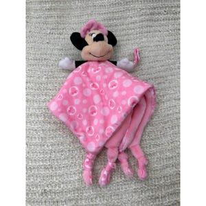 Disney Baby Minnie Mouse Lovey Security Blanket Pink Polka Dot Plush Kids Toy image 7