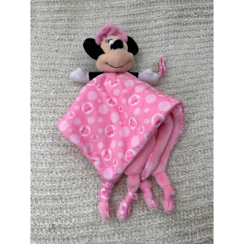 Disney Baby Minnie Mouse Lovey Security Blanket Pink Polka Dot Plush Kids Toy image 7