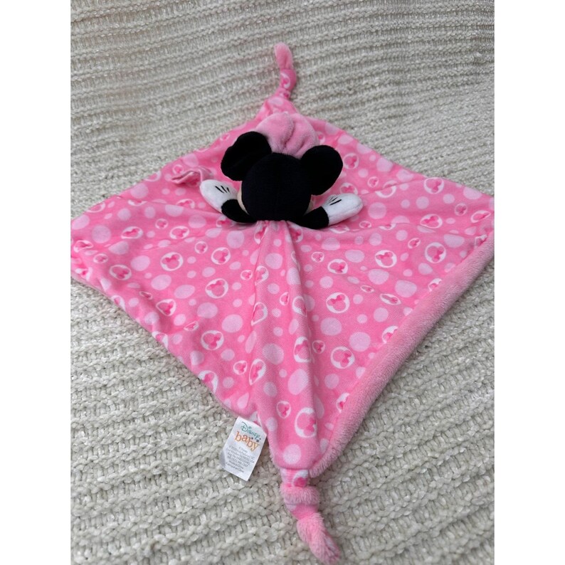 Disney Baby Minnie Mouse Lovey Security Blanket Pink Polka Dot Plush Kids Toy image 9