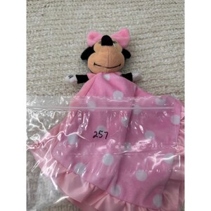 Disney Minnie Mouse Plush Lovey Security Blanket Pink Polka Dot Satin Trim 14in image 6