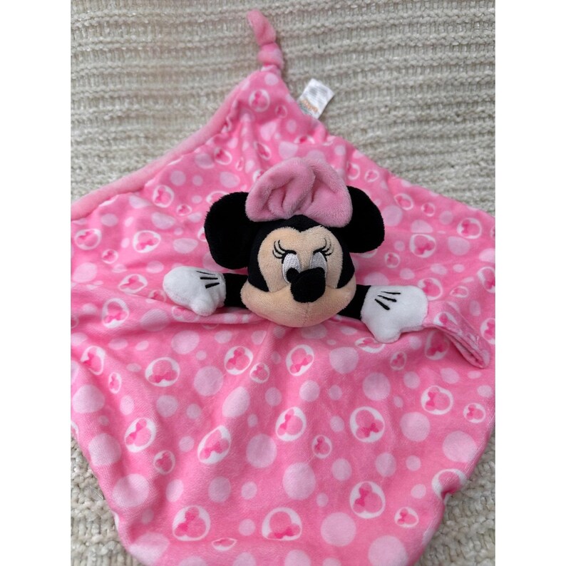 Disney Baby Minnie Mouse Lovey Security Blanket Pink Polka Dot Plush Kids Toy image 6