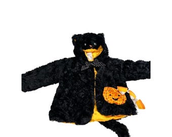 Disfraz de Halloween de gato con abrigo de satén y calabaza de peluche Spooky Boo de Gund Baby, talla 12-24 M