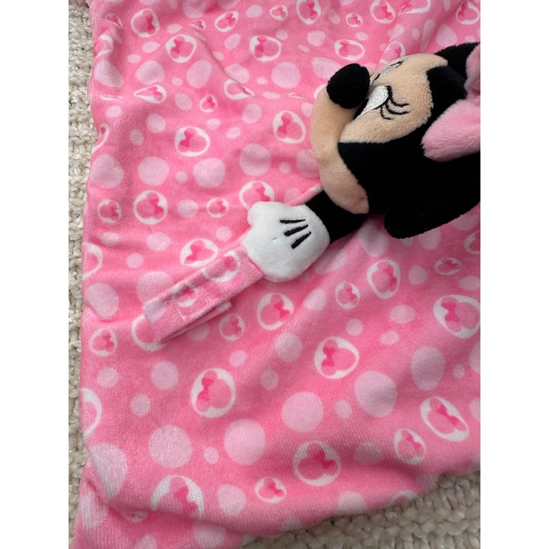 Disney Baby Minnie Mouse Lovey Security Blanket Pink Polka Dot Plush Kids Toy image 8
