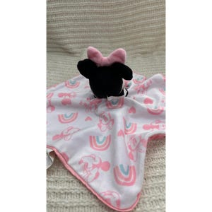 Disney Baby Minnie Mouse Lovey Pink Rainbow Safety Blanket Pluszowy Zwierzątko Serce zdjęcie 11