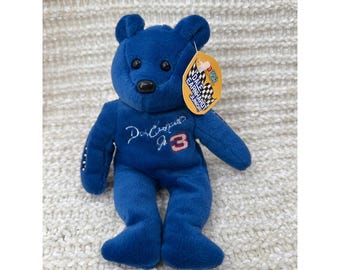 Oso de peluche Gold'n Bears Dale Earnhardt Jr., oso de carreras azul de 9 pulgadas, juguete NASCAR vintage n.° 3