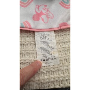Disney Baby Minnie Mouse Lovey Pink Rainbow Safety Blanket Pluszowy Zwierzątko Serce zdjęcie 3