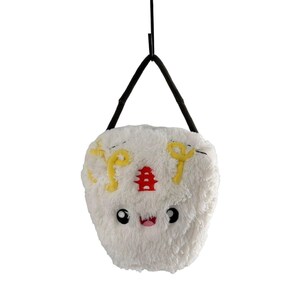 Bol de ramen blanco de peluche con asa de mini bolso de 25 cm (10"), cómodo, chino, asiático