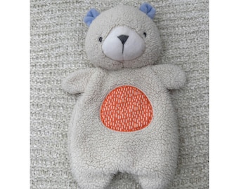 Ingenuity Bear Peluche Lovey Sherpa Crema Arancione Blu Giocattolo per Bambini 28 cm