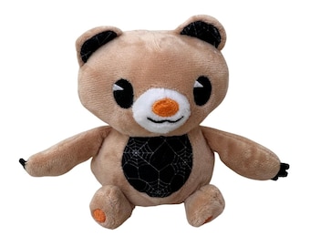 Peluche de oso de peluche MTY International con telaraña para Halloween, color beige y naranja, 15 cm (6 pulgadas)