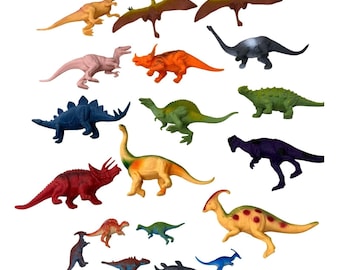 Dinosaur Toy Figure Lot 17pc Plastic Mixed Species Sizes Kids Toy Nursery Decor