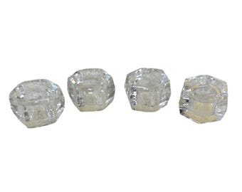 Ashland Candle Holder Elegance Hexagon Clear Glass Taper Set 4 Farmhouse Decor