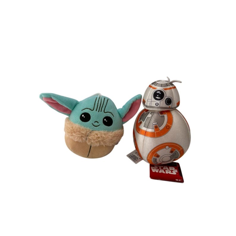 Set de peluches de Grogu y BB-8 de Star Wars Disney Store, juguetes de peluche suaves, adhesivos para ventanas. imagen 1