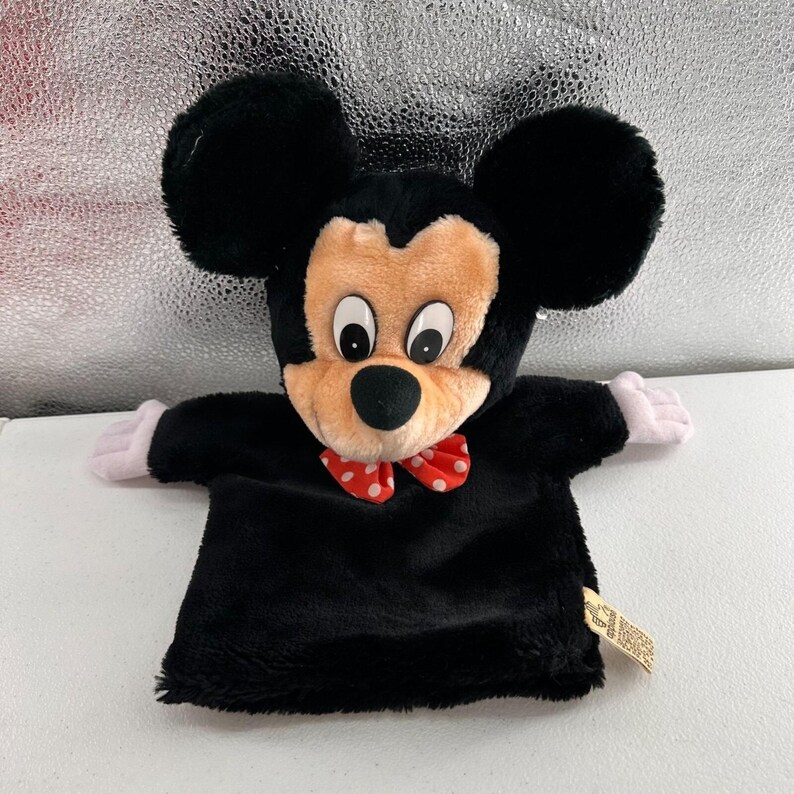 Vtg Applause Mickey Mouse Hand Puppet Red Polka Dot Bowtie 1980s Plush Read image 8