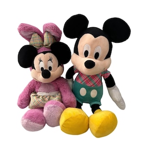 Zestaw pluszowych miseczek Disney Minnie i Mickey Mouse na Wielkanoc 20 cali Wiosenny króliczek w kratę pastelową zdjęcie 1