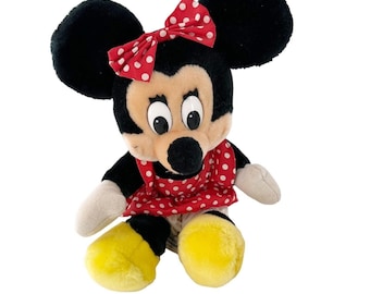 Vtg Disneyland Minnie Mouse Plush Doll 12" Red Polka Dot Yellow Shoes Korea 1997
