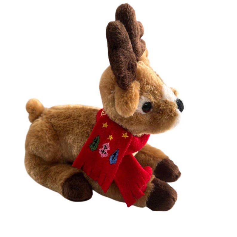 Reno de peluche Lindt By Gund marrón y rojo, juguete navideño coleccionable, bufanda navideña imagen 1